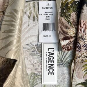 L'AGENCE safari Print Shirt in Cream and Green